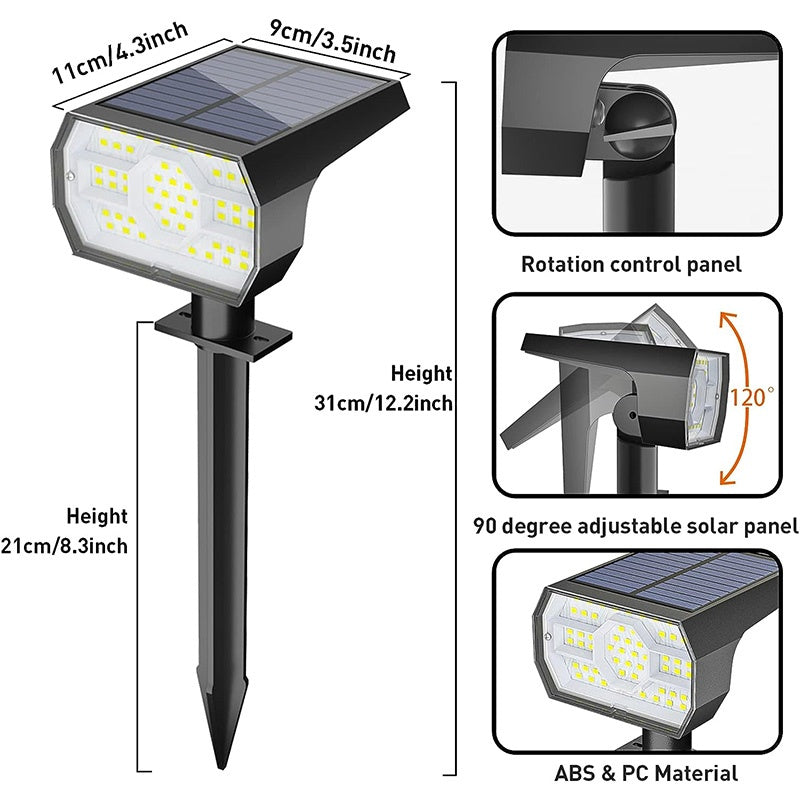 Solar Spot Lights Outdoor 4-Pack – IP68 Waterproof 56 LED Landscape Lighting