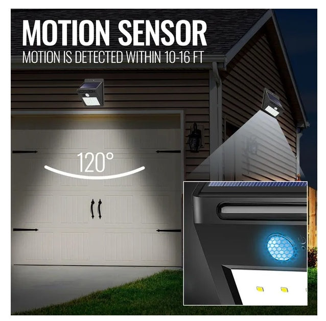 30-LED Solar Motion Sensor Security Light – Waterproof Outdoor Wall Floodlight
