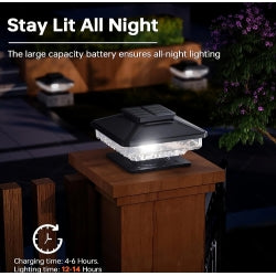 Solar Fence Post Lights 6-Pack – Waterproof LED Deck & Patio Cap Lighting