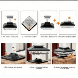 Solar Fence Post Lights 6-Pack – Waterproof LED Deck & Patio Cap Lighting